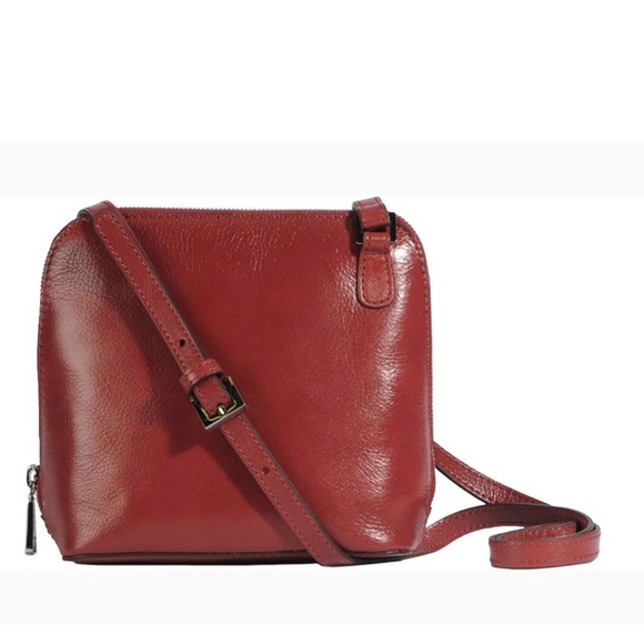 Hobo Camila Metallic Leather Burgundy Crossbody Satchel - Picture 1 of 13